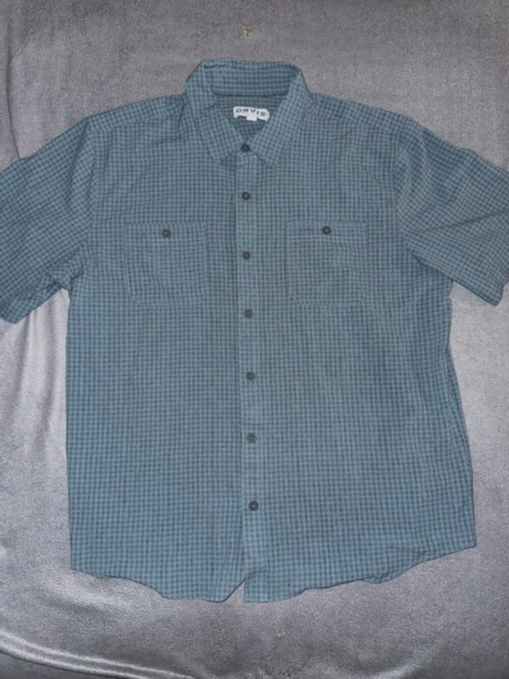 Orvis Mens UPF 30 Relaxed Fit Quick-Dry Short Sleeve Woven Shirt Green Size XL